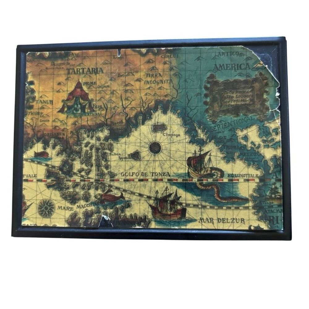 Vintage Bakelite Japan Cigarette Box With World Map